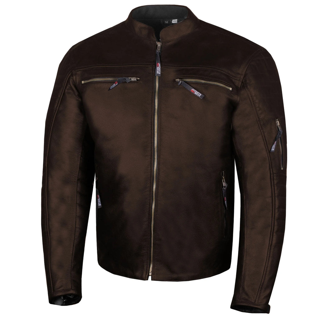 Brown Buffalo Leather Motorcycle Jacket XXL X98358