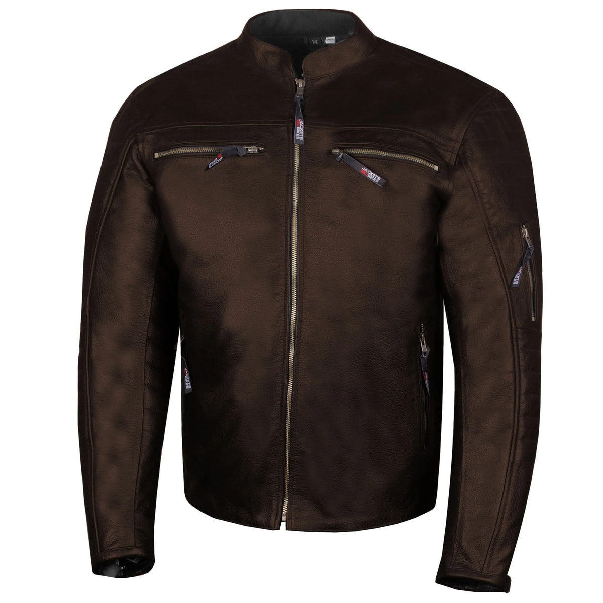 Brown Buffalo Leather Motorcycle Jacket XXL X98358