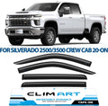 Rain Guards for Chevrolet Silverado GMC Sierra 2500HD Crew Cab, Tape-on Window Deflectors, 4pcs E95948