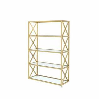 Clear Glass and Gold Etagere Bookcase N6445