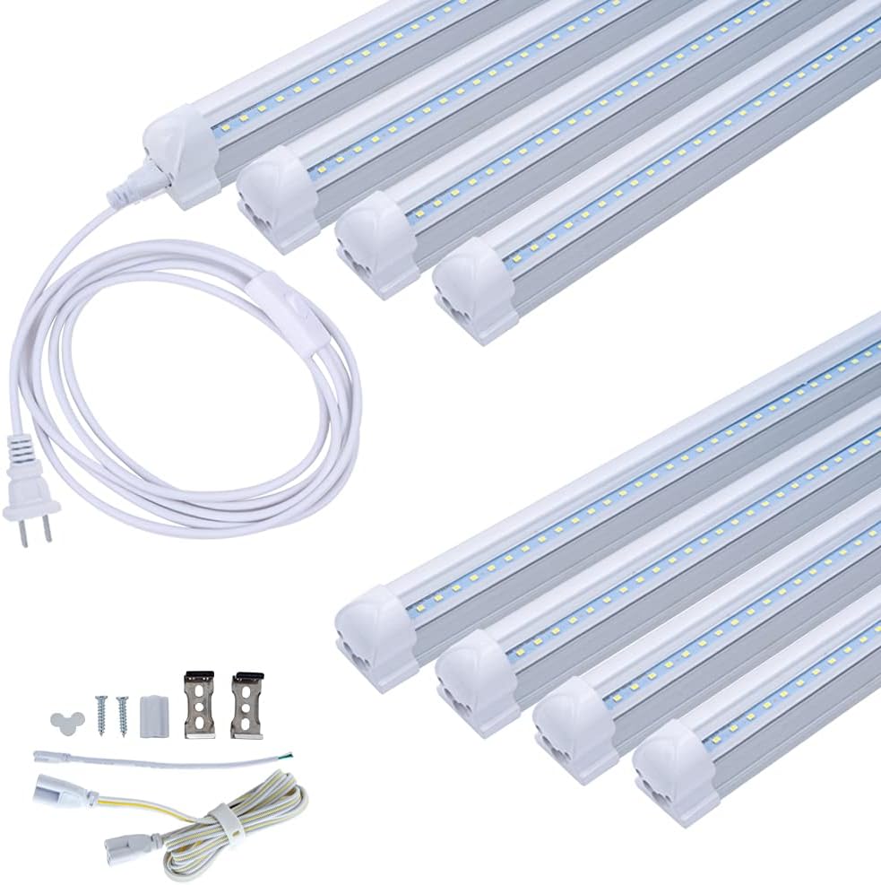 12 Pack 4FT LED Shop Light, 24W T8 Integrated Tube Light, 6000K Daylight White, Plug and Play S8015