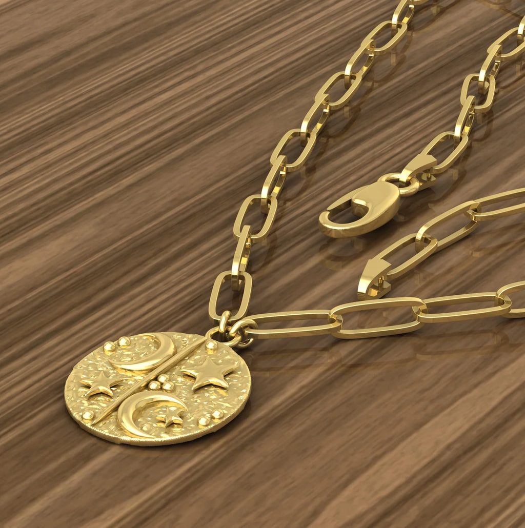 10K Yellow Gold Paperclip Chain Pendant Necklace R3843