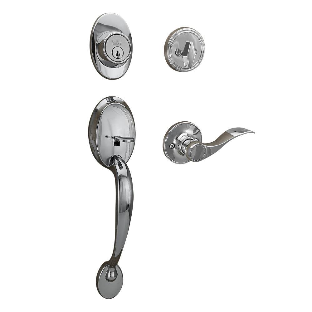 Polished Chrome Single Cylinder Deadbolt Door Handleset with Interior Lever B7226