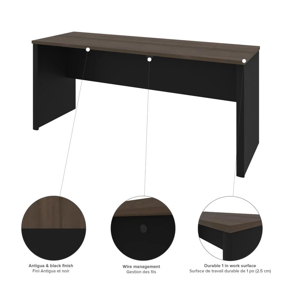 4 Piece L Shaped Computer Desk in Antigua and Black Q659
