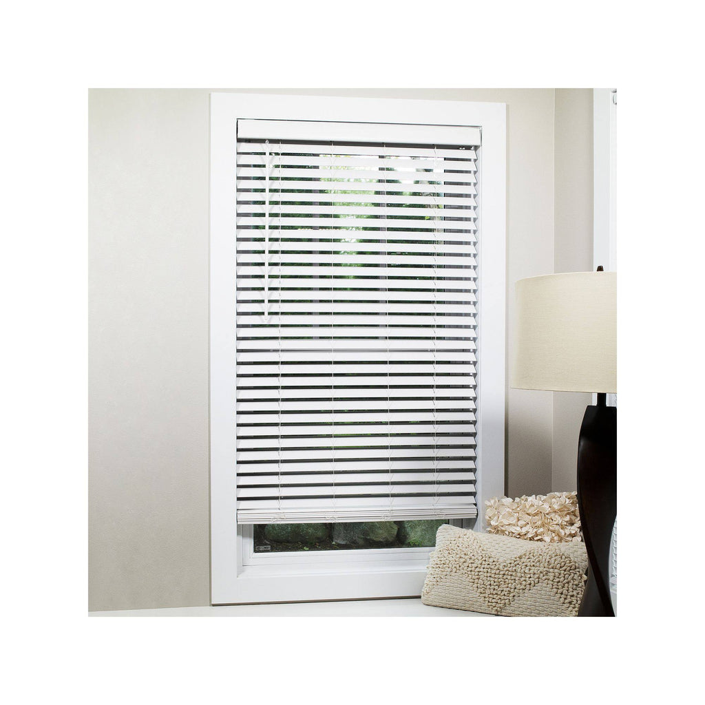 White Cordless Flat Slat Blind B78654