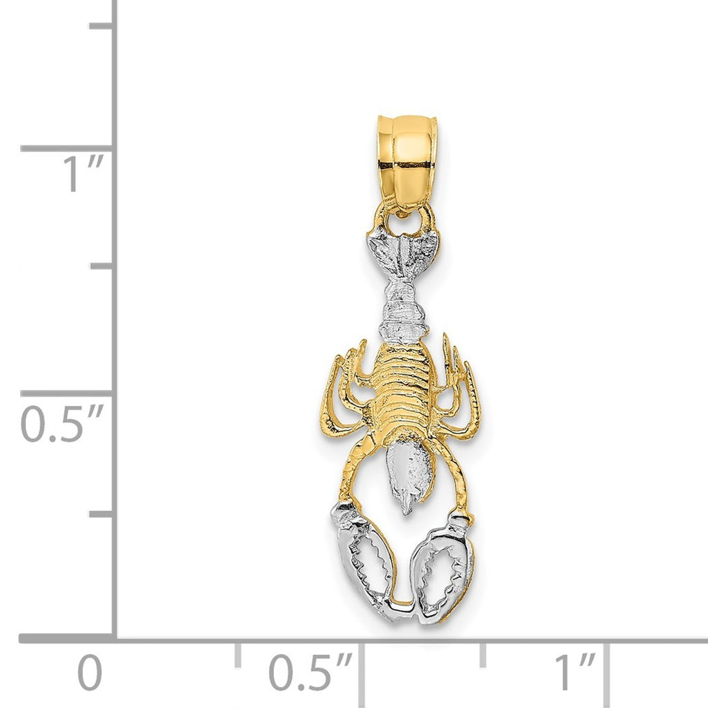 14k Two Tone Solid Polished Gold Lobster Pendant Necklace G275270