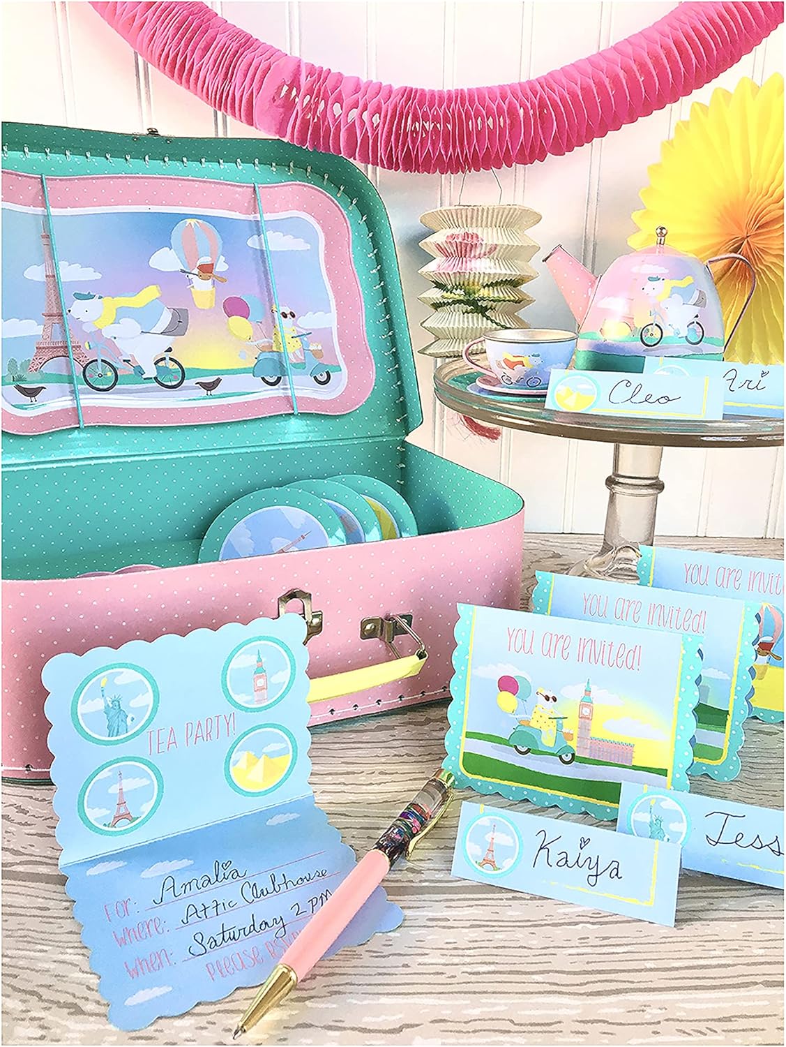 15 Piece Tin Tea Set with Carry Case V95589