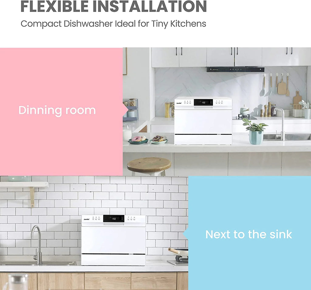 White Countertop Dishwasher with 6 Place Settings O316