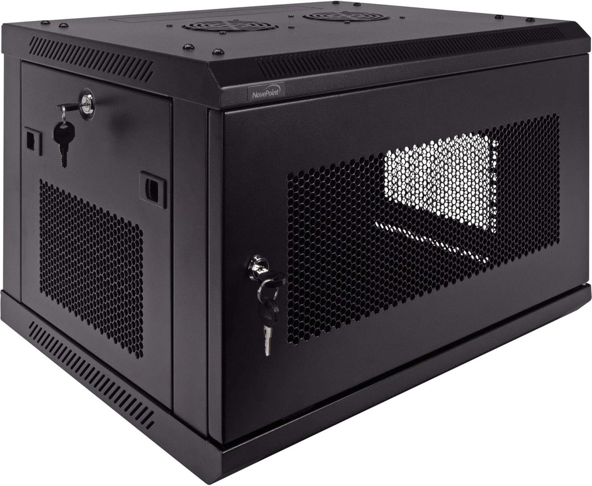 6U Wallmount Cabinet Enclosure 19-Inch Server Network Rack with Locking Perforated Door Black U271
