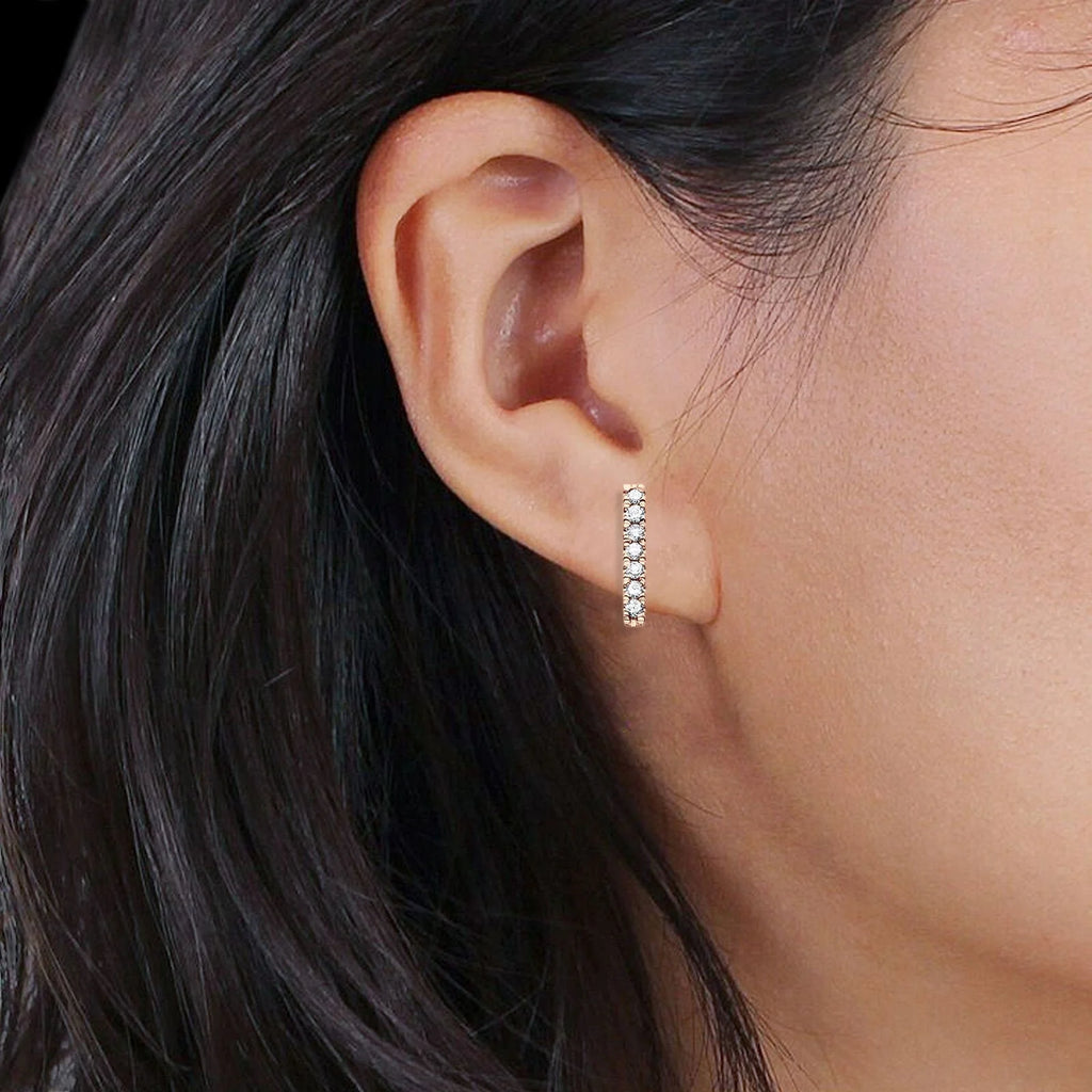 14K Rose Gold Diamond Stud Earrings With Screw Back Closure L858825
