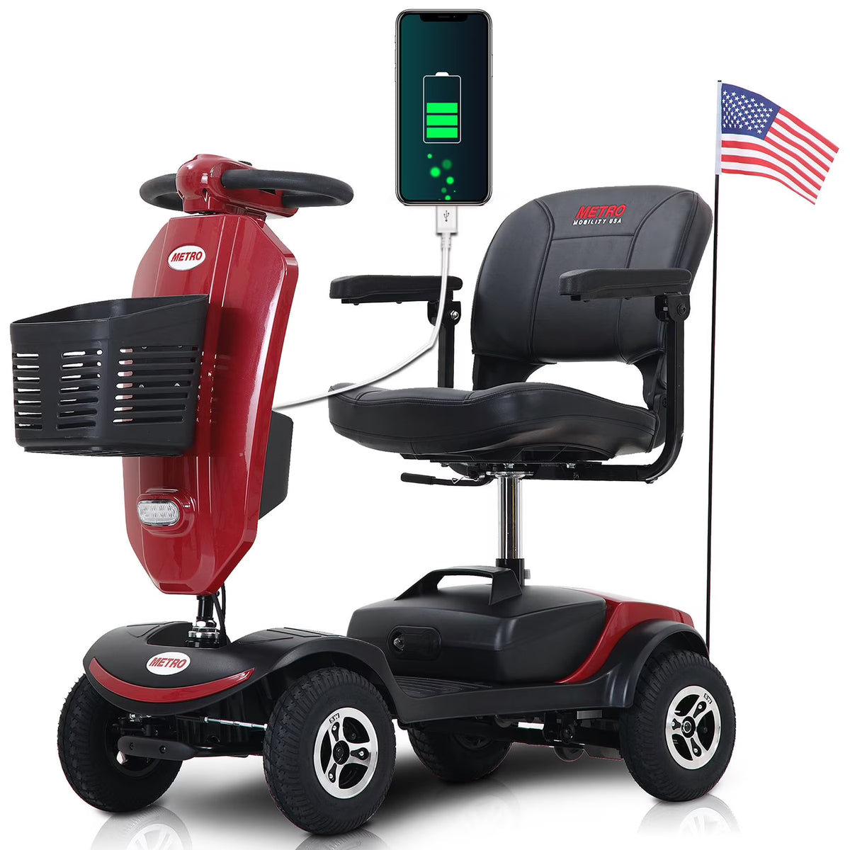 Red Foldable Electric Mobility Scooter V965