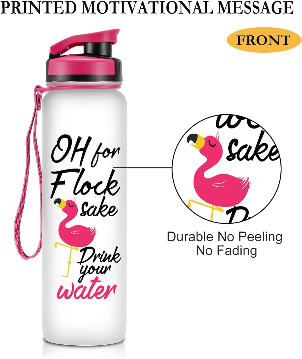 32oz Motivational Tracking Water Bottle with Times to Drink H314968