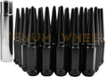 20 Pc Black Solid Spike Metal Lug Nuts with 1 Key D73263