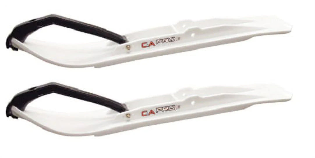 White XT Snowmobile Skis with 6" Round Bars Complete Kit V5089