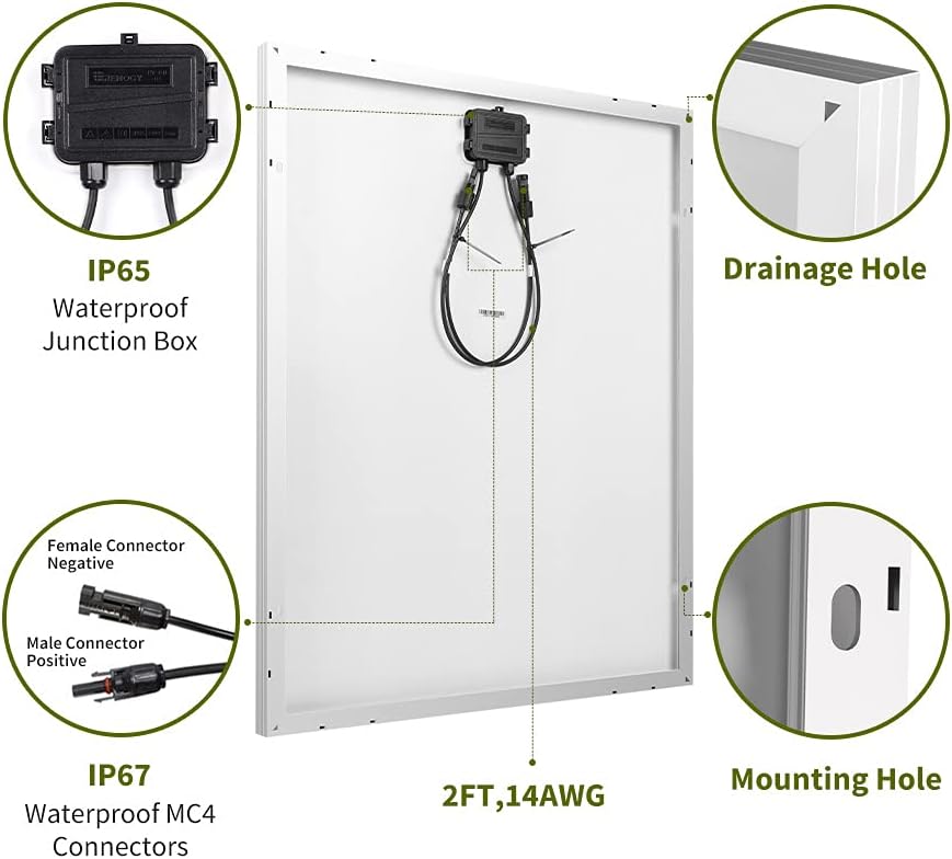 100 Watt 12 Volt Polycrystalline Solar Panel with Solar Connectors D676