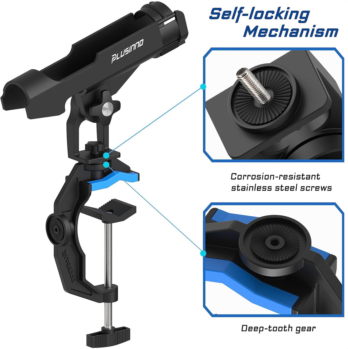Fishing Rod Holder for Boat, Dual V-shaped Design, 360 Degree Adjustable H369