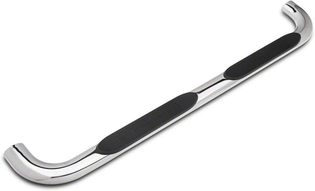 4-Inch Oval Bent End Side Step Bars; Body Mount; Stainless Steel E812