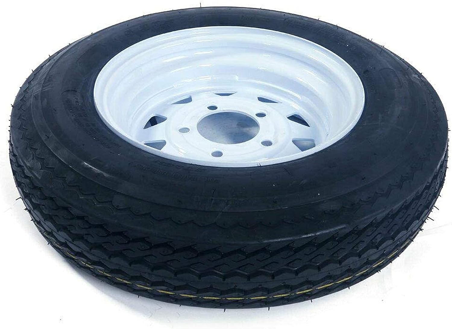 5.30 x 12 Trailer Tire and Wheel 5 Lug White Spoke Pack of 2 F2242