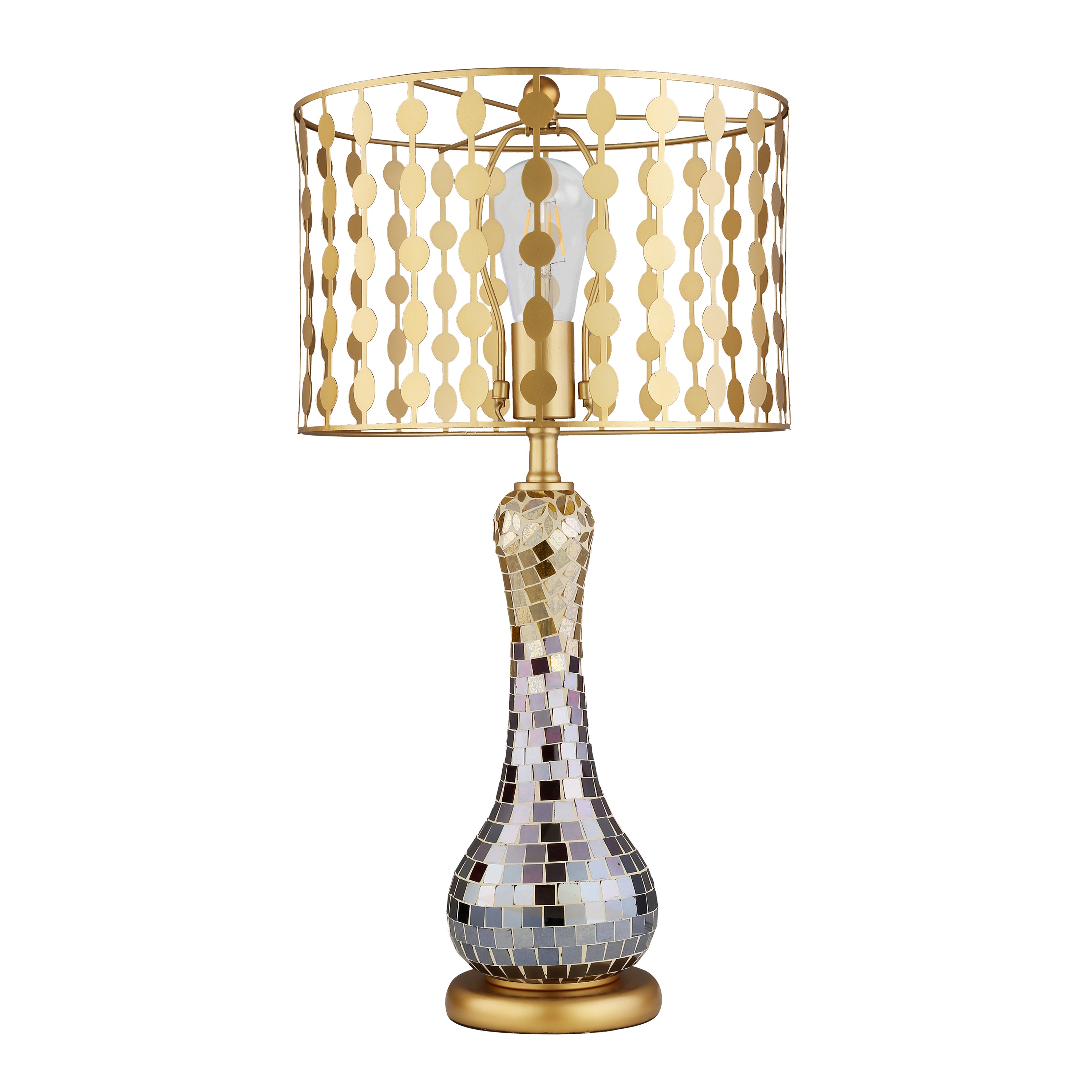 Silver and Gold Mirror Mosaic Table Lamp U133
