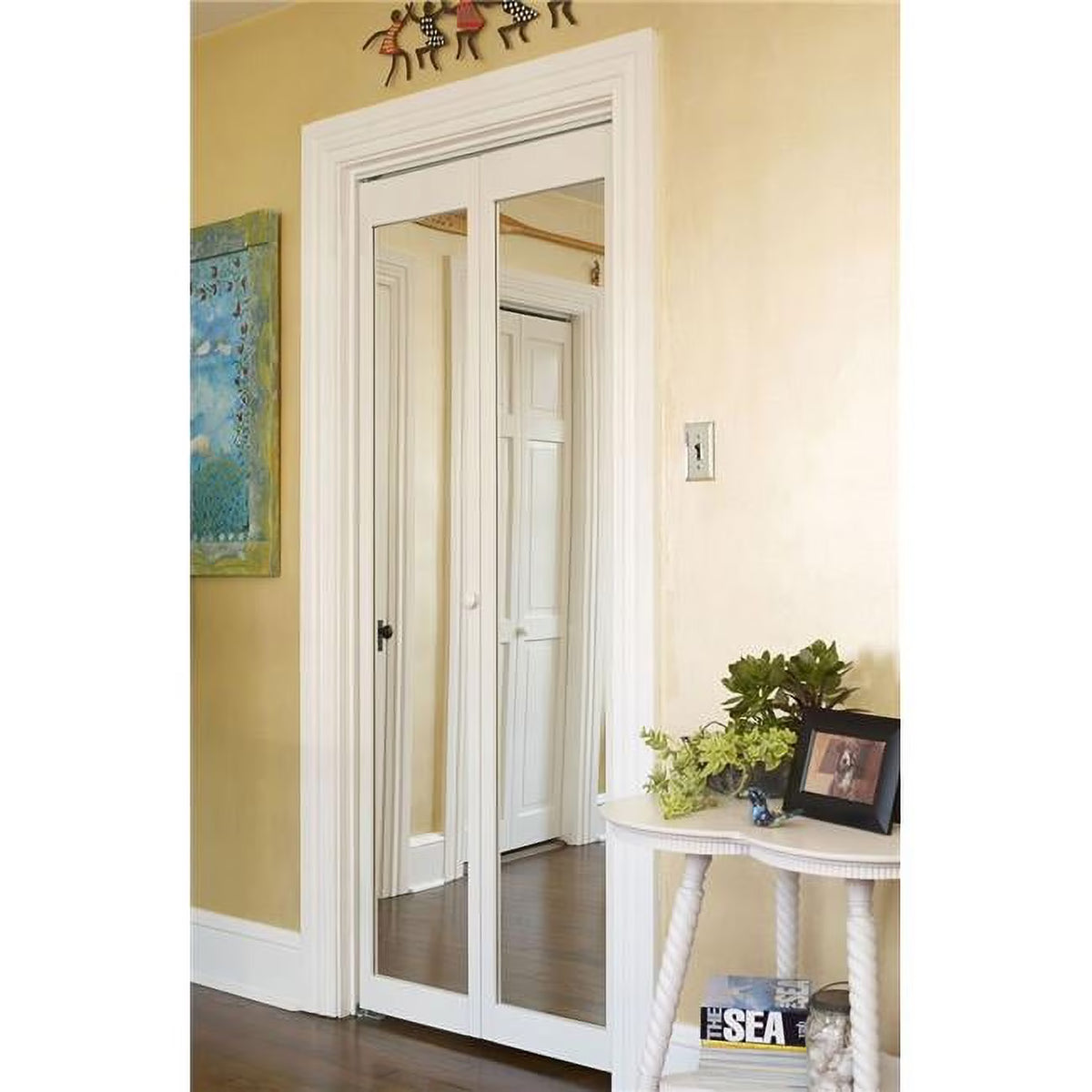 Full Mirrored Bifold Door, Unfinished Pine J66889