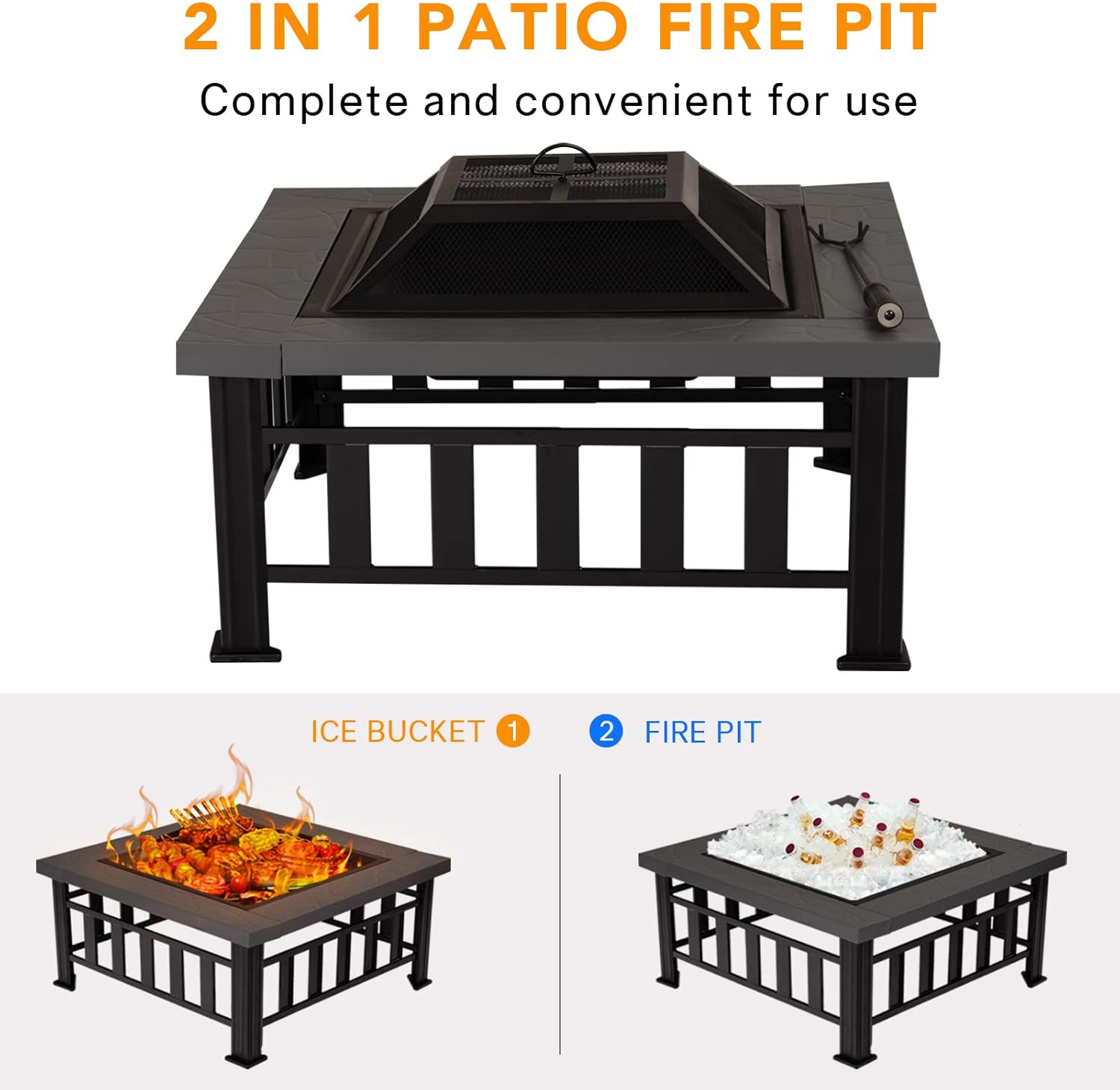 34 Square Metal Fire Pit Table Z605