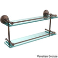 Brushed Bronze Double Glass Shelf with Gallery Rail Q537506