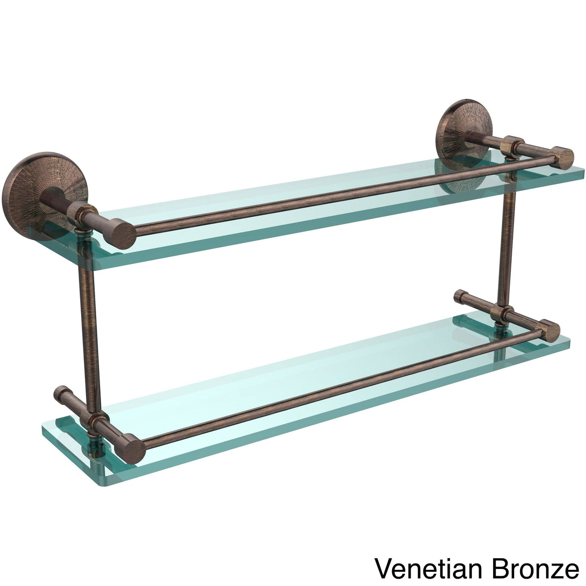 Brushed Bronze Double Glass Shelf with Gallery Rail Q537506