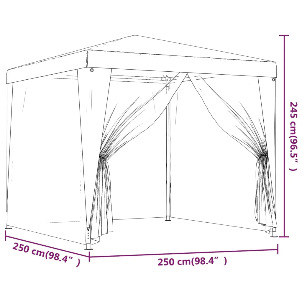 Party Tent with 4 Mesh Sidewalls Anthracite 8.2'x8.2' HDPE H560
