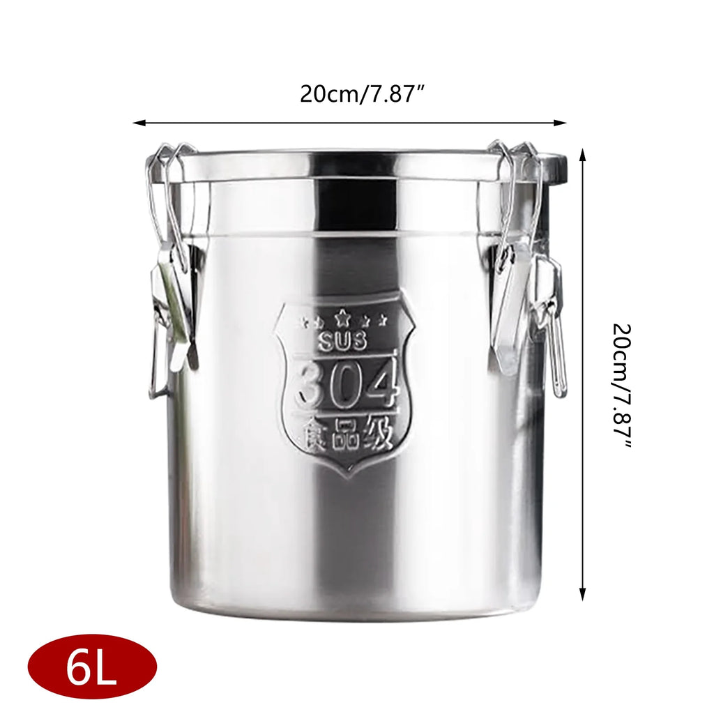Stainless Steel Airtight Food Storage Container with Lid and Locking Clamp 6L U47831