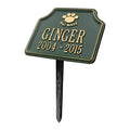 Green Metal Cat Memorial Marker Stake H6890