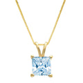 Princess Cut Natural Sky Blue Topaz 14k Yellow Gold Pendant with 16" Gold Chain L33041