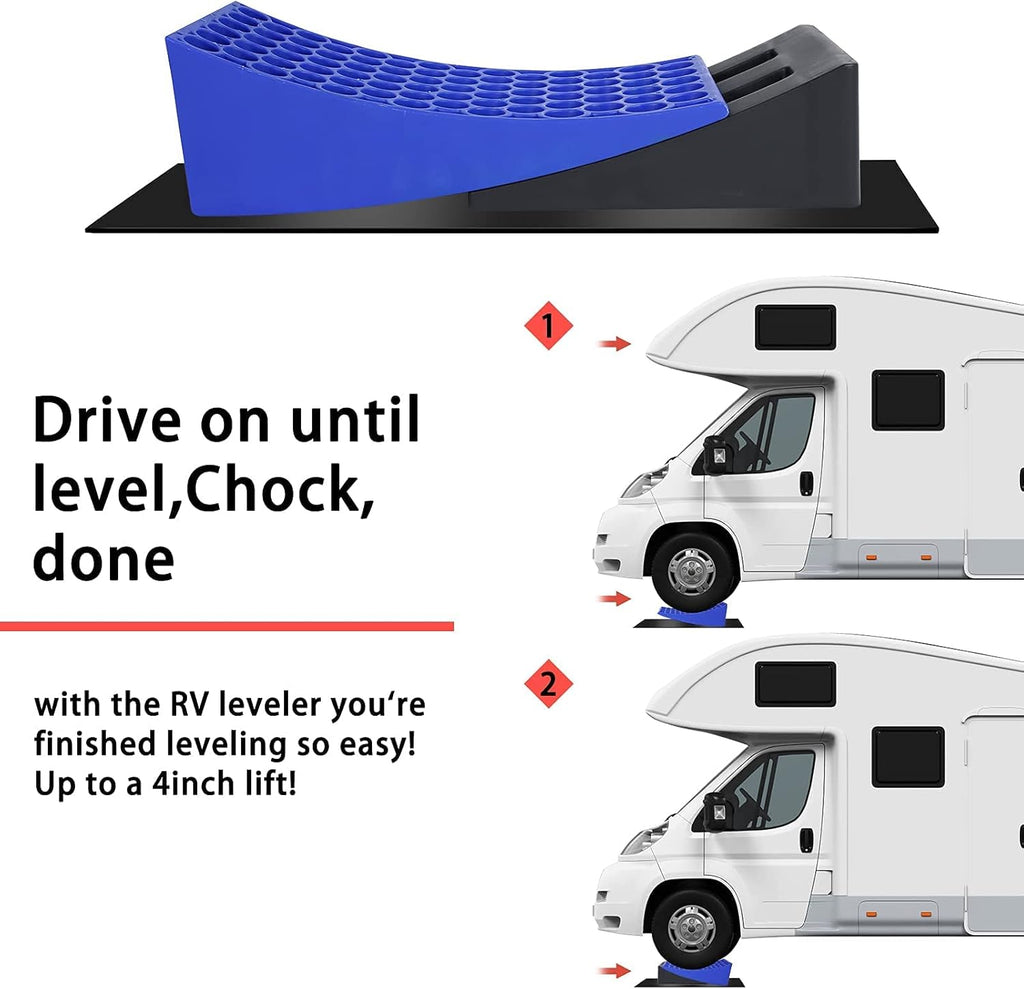 Camper Leveler Kit 2 Pacs with Two Curved Levelers, Two Chocks, and Two Rubber Grip Mats T8903
