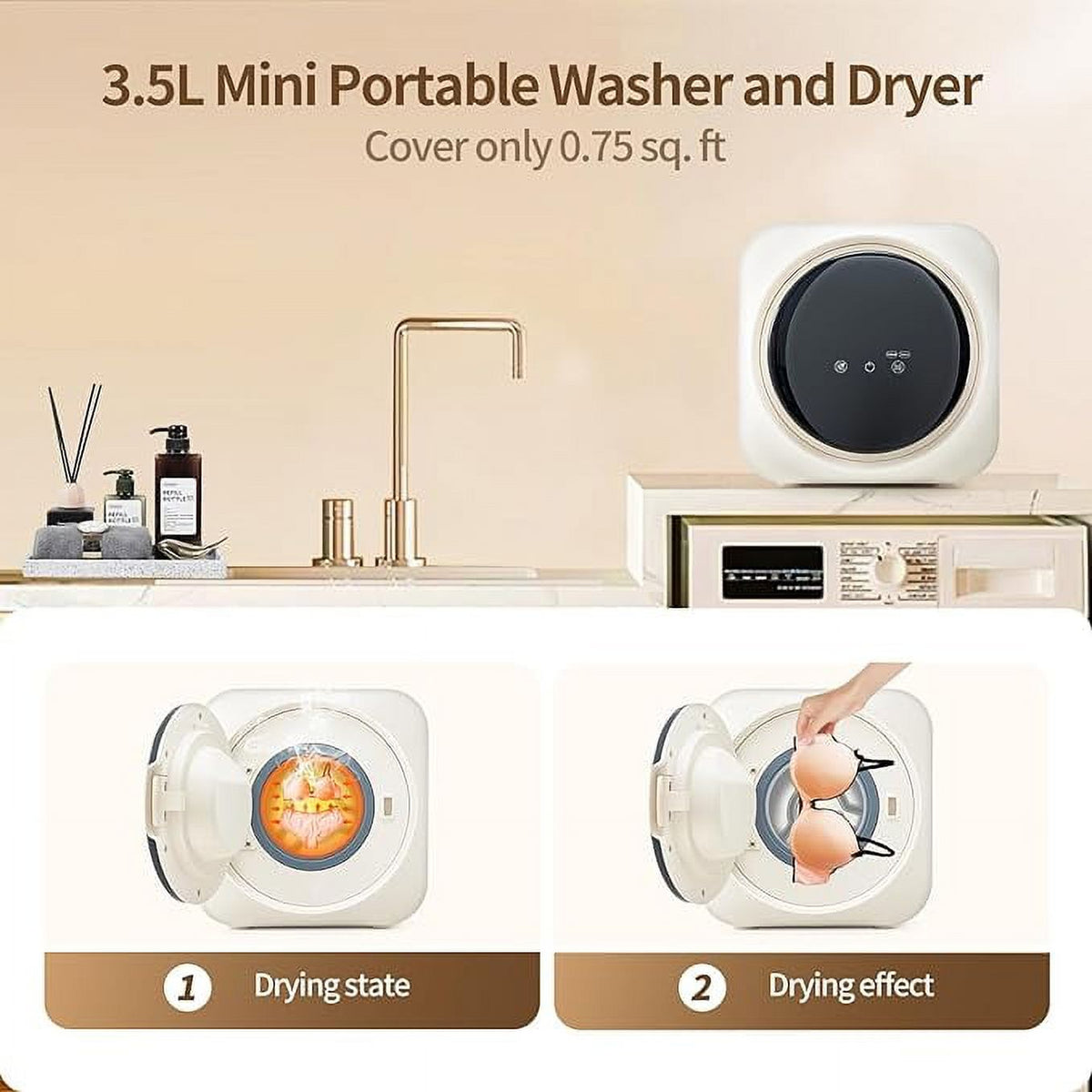 2 In 1 Mini Portable Cloth Washer And Dryer Combo, 3.5 L SS Washing Machine F861760