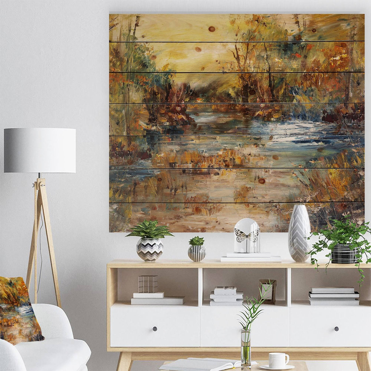 Natural Pine Wood Landscape Print - Multi-Color - 40 in. x 30 in. L16037