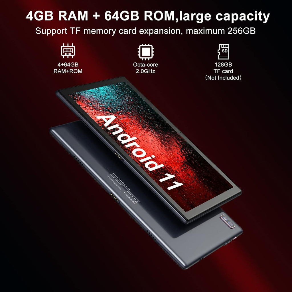 10 inch Android Tablet with Keyboard, 4GB RAM 64GB ROM, 6000MAH Pack of 2 H627
