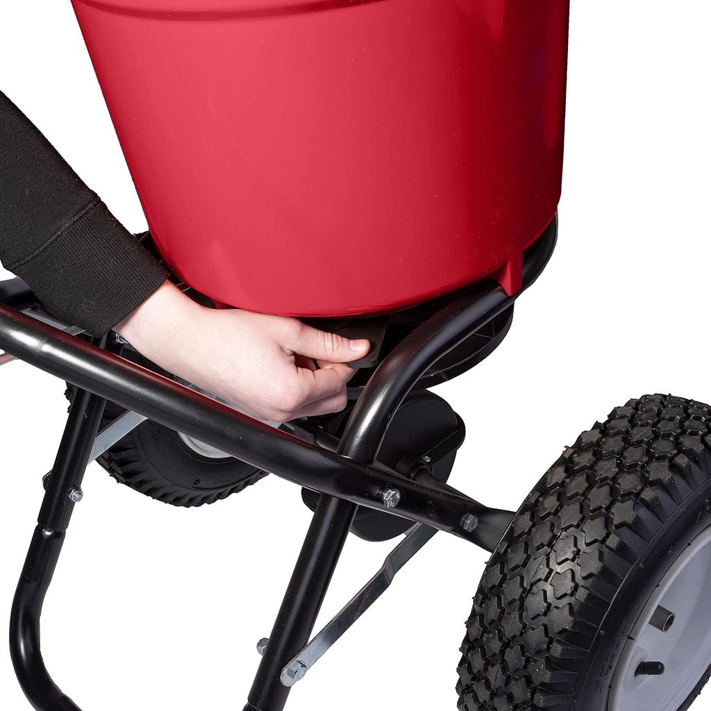 Red Heavy-Duty 50 LB Broadcast Fertilizer Spreader X737841