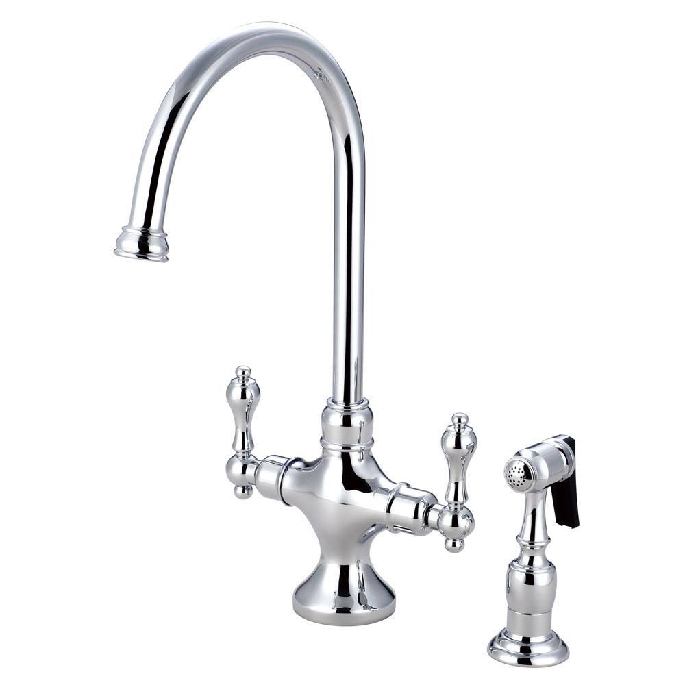 Vintage Double Handle Kitchen Faucet with Side Sprayer Oil Rubbed Bronze A4075