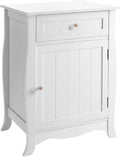White Nightstand with Storage Cabinet and Drawer R4322