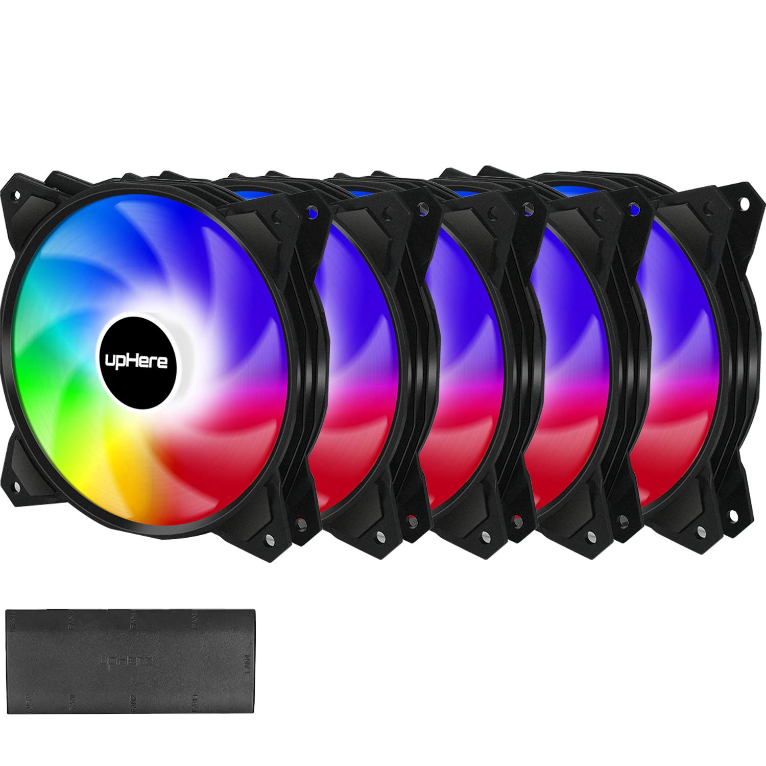 120mm 5V 3PIN Addressable RGB PWM Case Fan with Controller 5x120mm V619