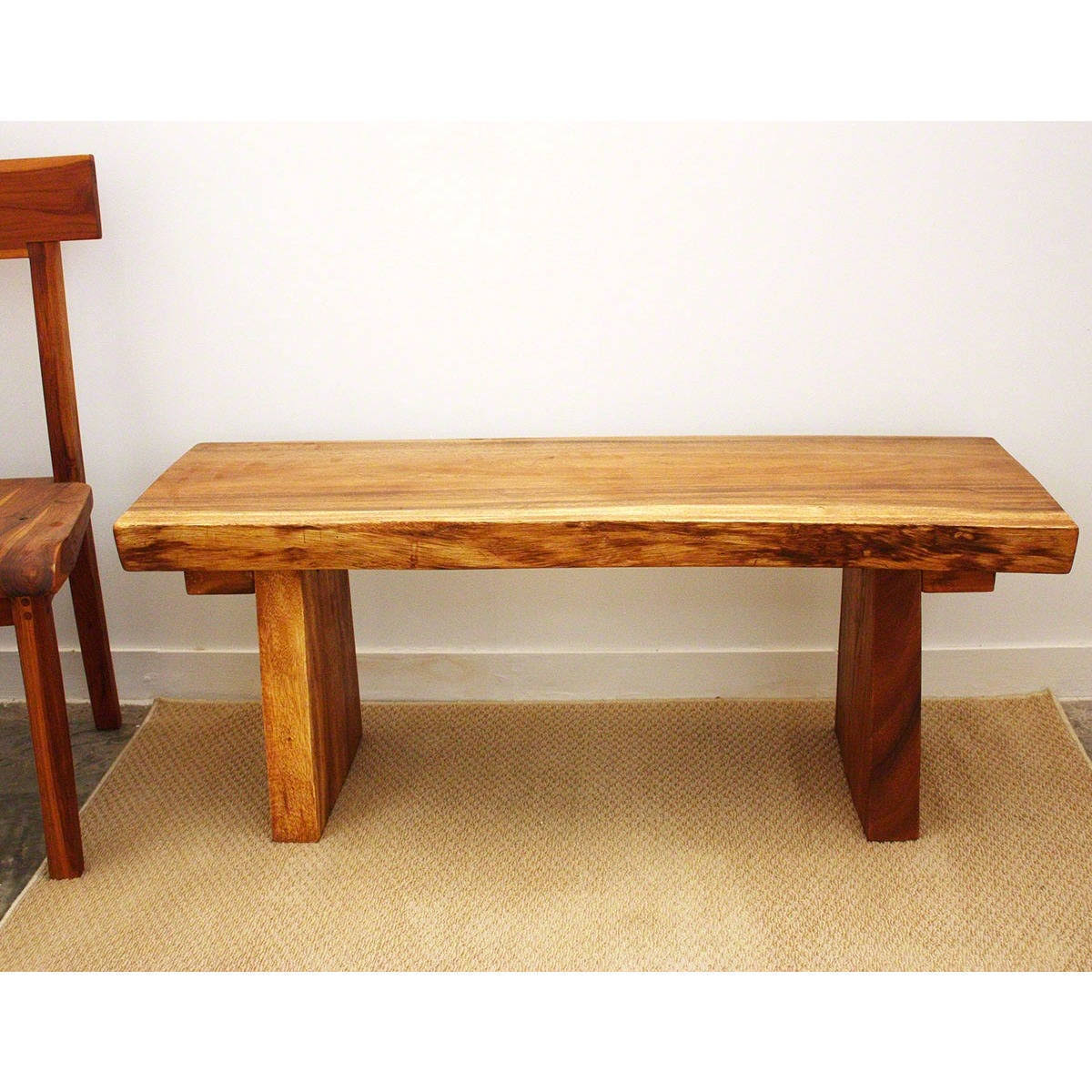 Wood Natural Edge Bench 48 in x 18 x 18 in H KD Oak Oil W5473