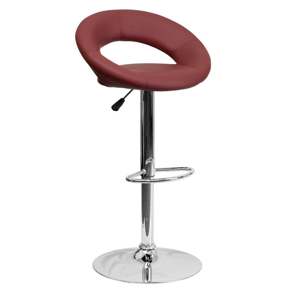 White Vinyl Adjustable Height Barstool with Chrome Base B2170