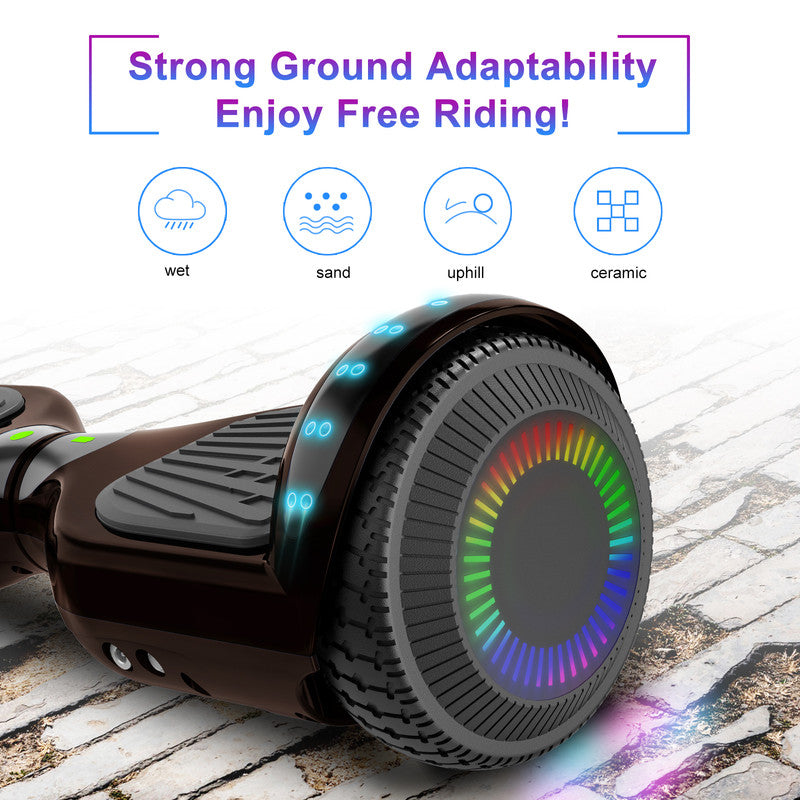 6.5 inch Self Balancing 2 Wheel Hoverboard with LED Lights, Plating Black H911225