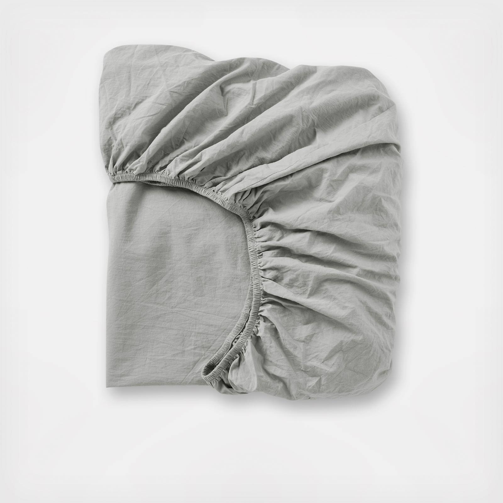 Organic Crinkled Percale Fitted Sheet Queen Pewter S45768