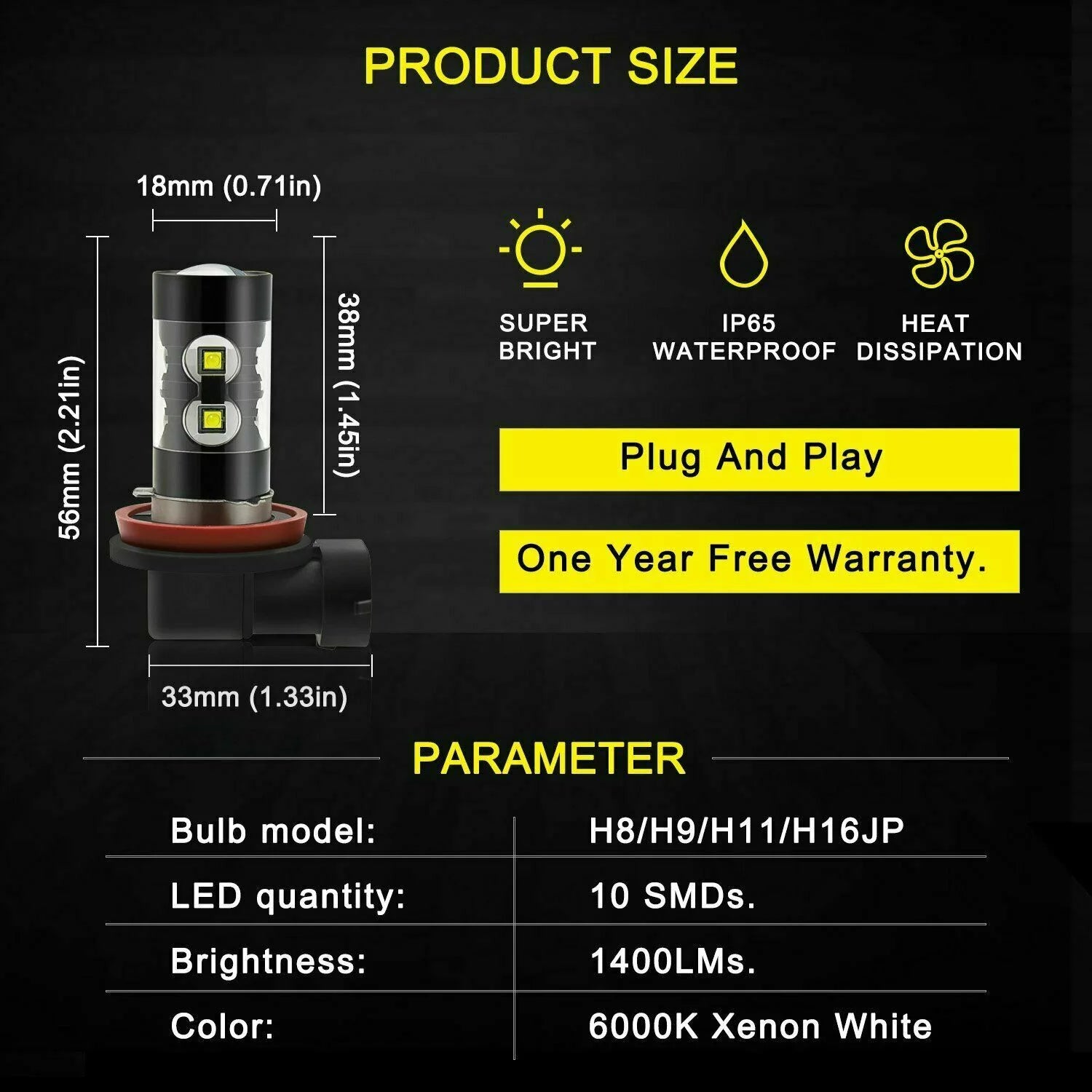 LED Headlight Bulbs 4pcs Z830