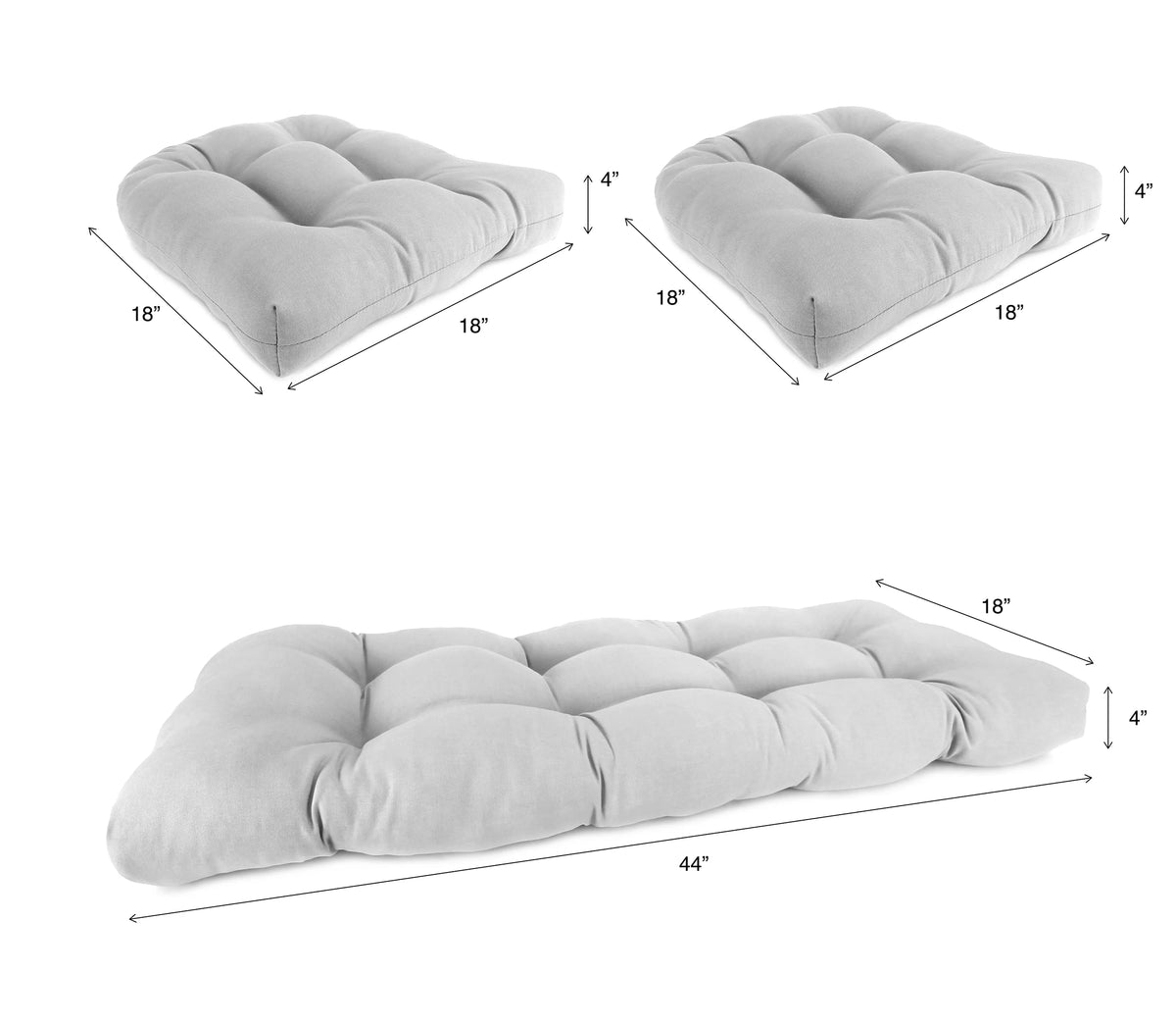 3-Piece Tufted Outdoor Cushion Set with Wicker Bench Cushion and 2 Wicker Seat Cushions X502646