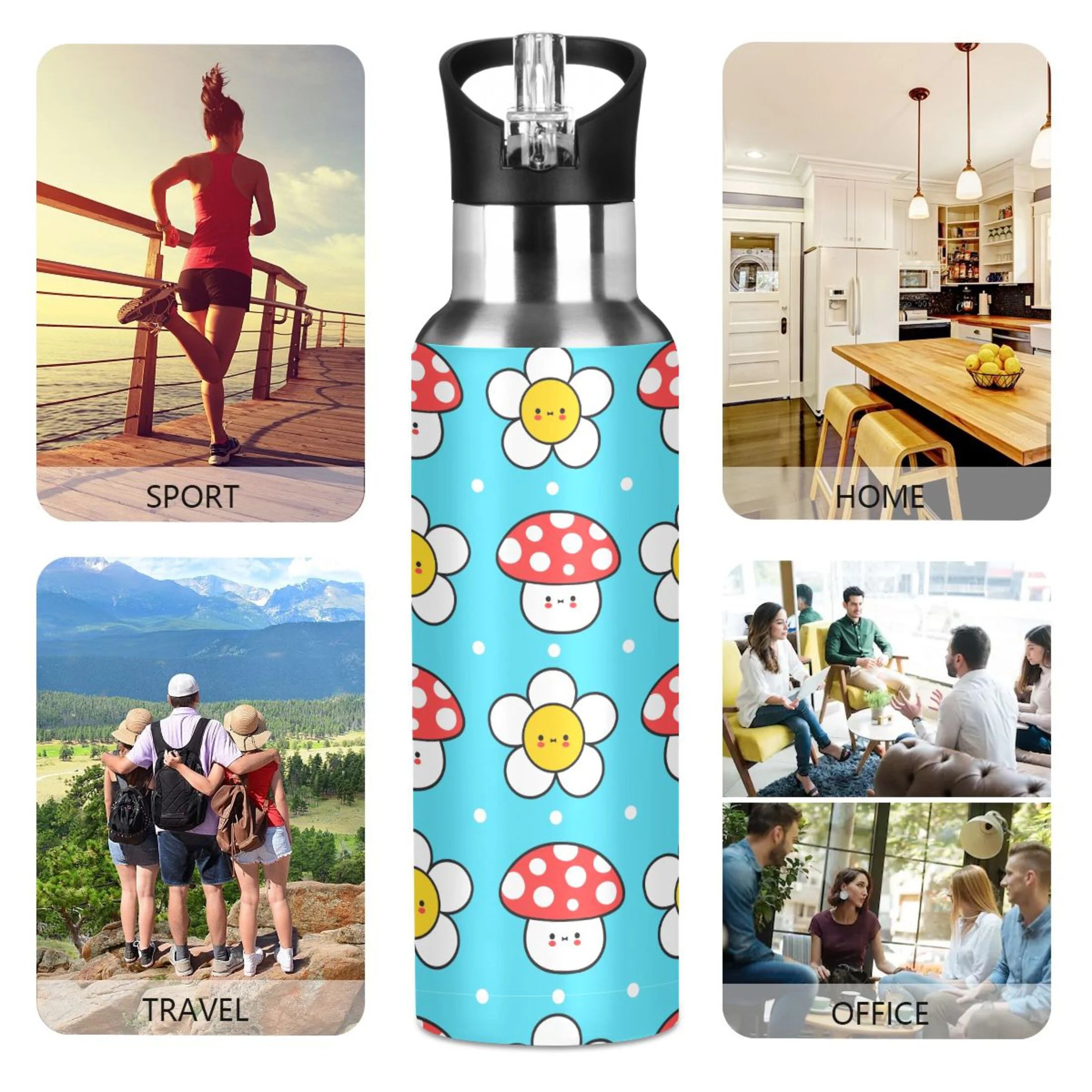 Stainless Steel Vacuum Insulated Water Bottle with Straw Lid, 20 OZ M22228