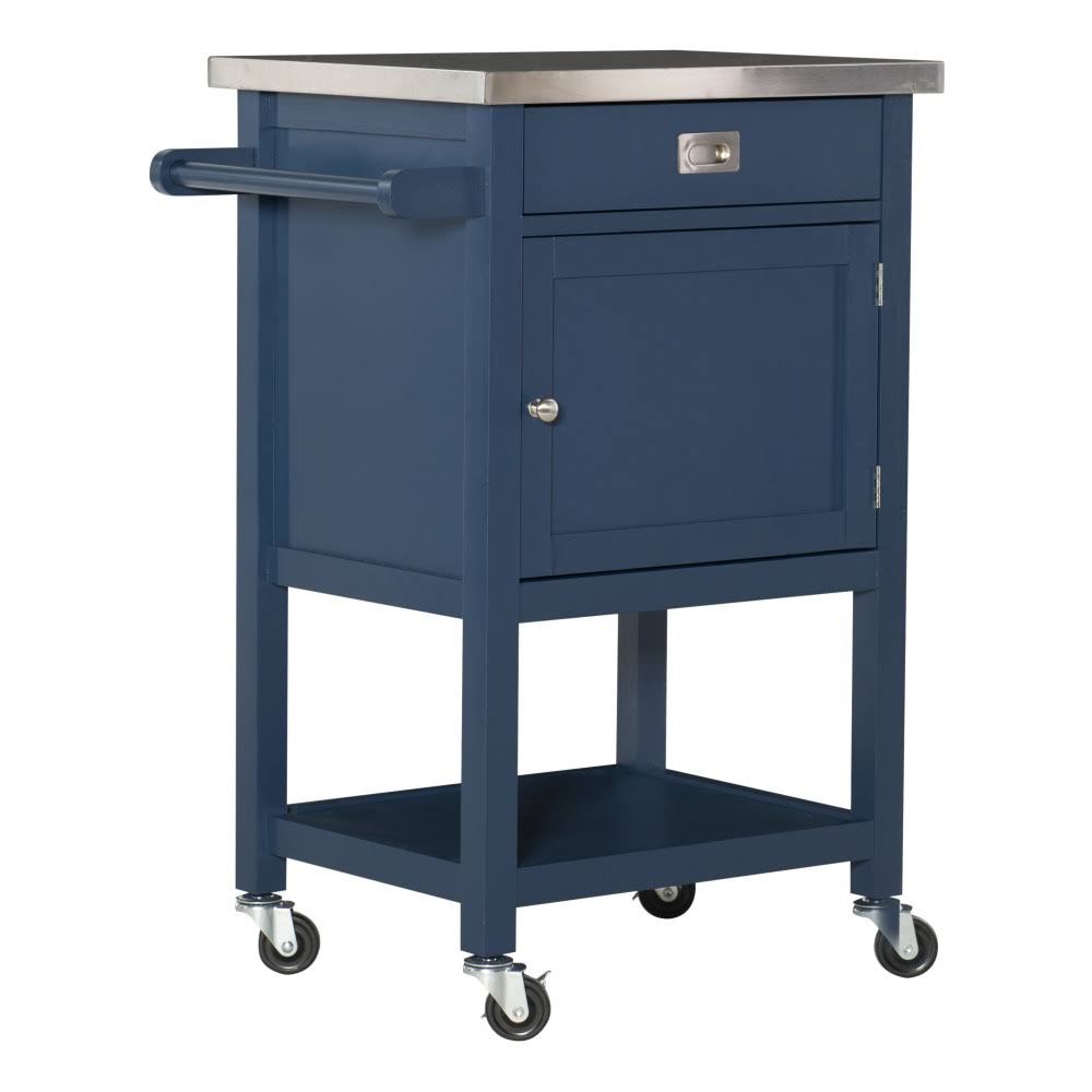 Navy Apartment Cart with Stainless-Steel Top W340