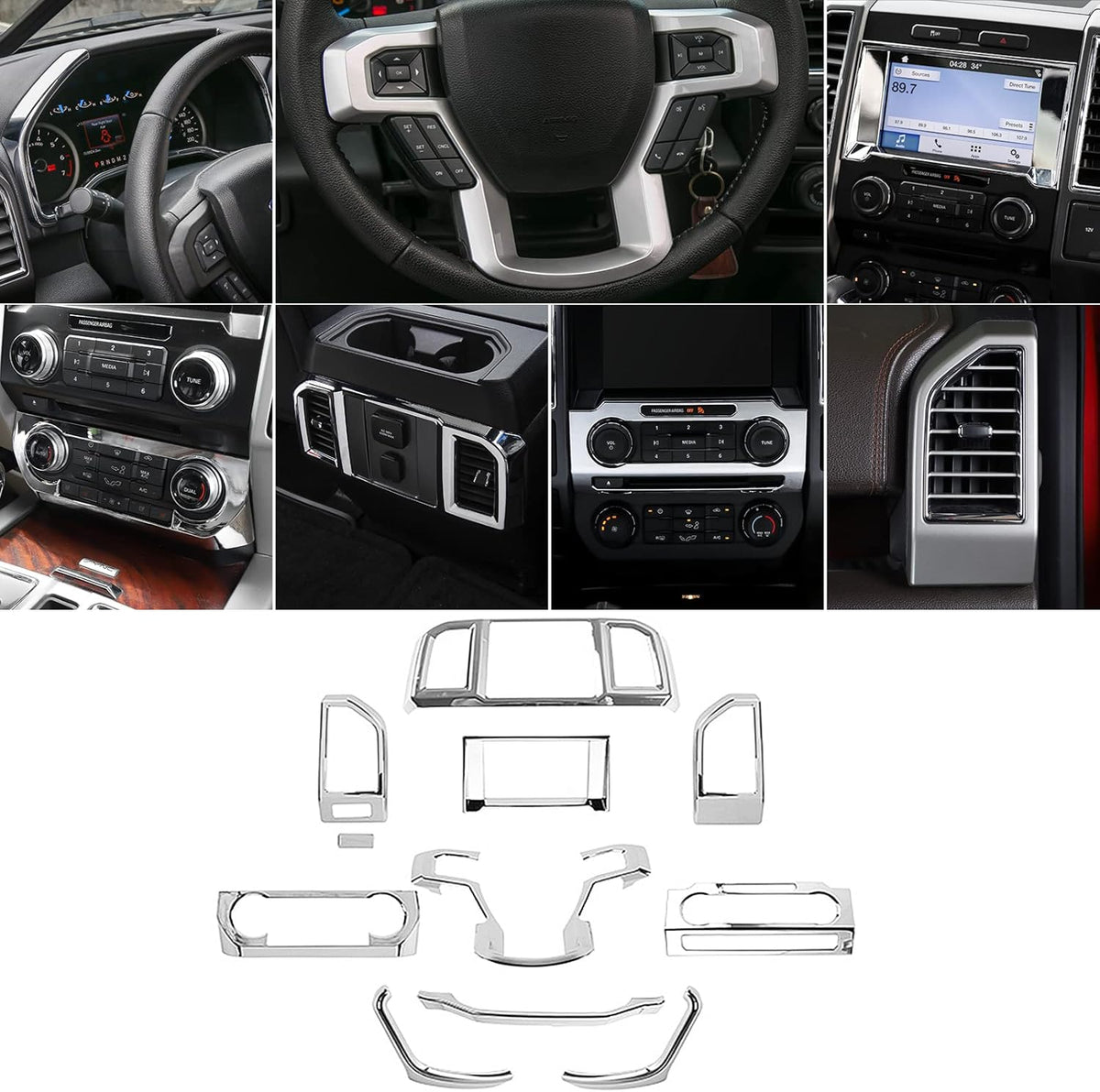 Carbon Fiber ABS Center Console Dashboard Trim Cover Kit U666