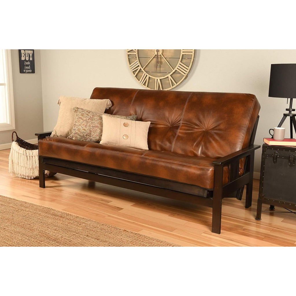 Espresso Finish Futon Frame with Saddle Mattress W7060