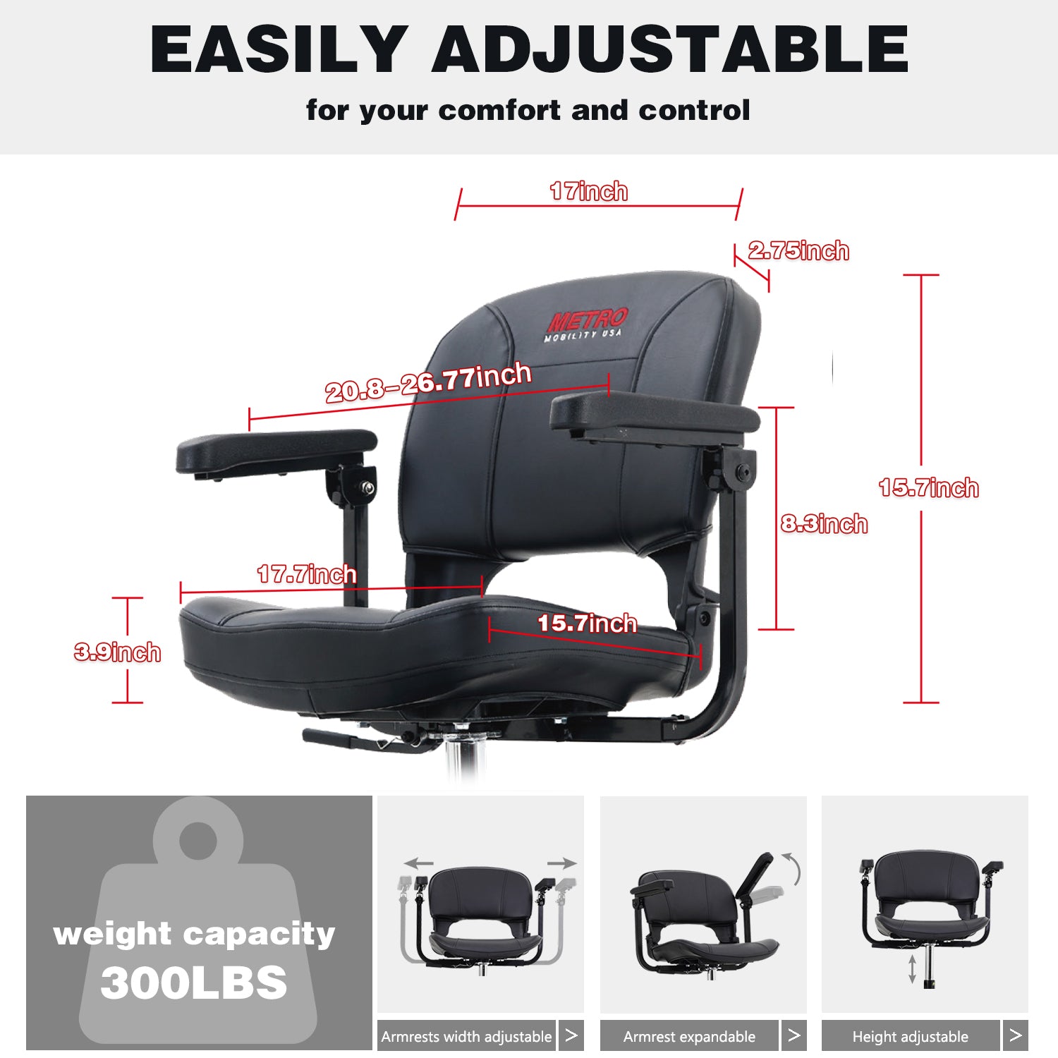 Red Foldable Electric Mobility Scooter V965